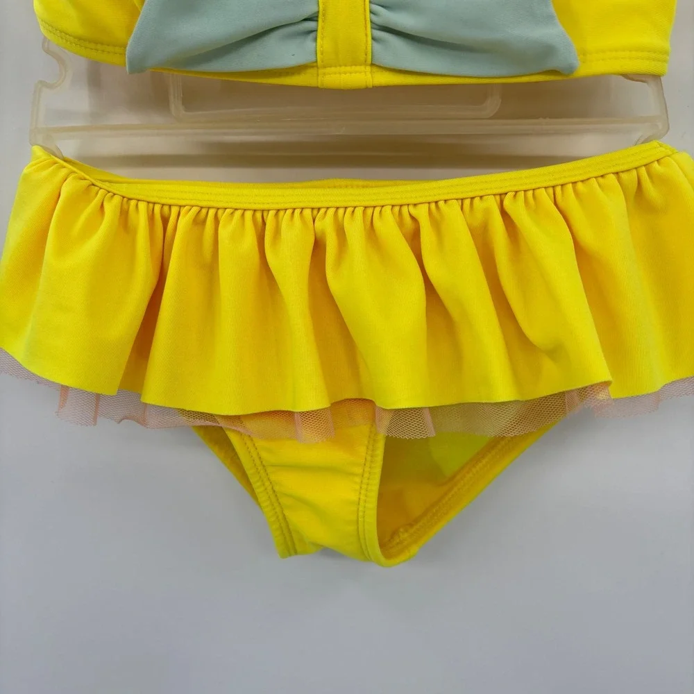 Cat & Jack Butterfly Swimsuit Kids 5T Yellow Ruffle Two Piece Bikini Summer Pool